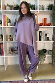 Bowie Asymmetric Turtle Neck Ribby Knit Dewberry